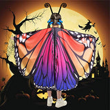 Butterfly Wings for Kids Butterfly Shawl Fairy Girl Cape Nymph Pixie Costume Halloween Accessory Children Size (Orange c) - Glow-Paradise