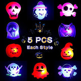 DECORLIFE 50 PCS Halloween Light Up Rings, Halloween Party Favors for Kids, Glow in The Dark Ring, Led Flash Finger Lights, Pumpkin, Ghost, Eyeball, Spider - Glow-Paradise