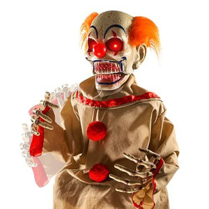 Scary Clown Halloween Decoration Sound Activated Animatronic Creepy Sound, Light Up LED Eyes, Moving Arms & Head, for Scary Halloween Holiday Decor Prop Indoor/Outdoor, Yard Lawn Decorations - Glow-Paradise