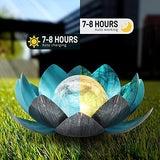 Lotus Solar Lights Outdoor,Solar LED Powered Garden Light Waterproof for Decor Tabletop Ground Yard Patio Walkway Landscape,Metal Glass LED Lotus Flower Lights - Glow-Paradise