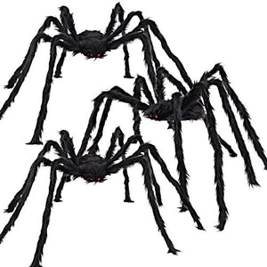 JOYIN 3 Pack 5ft Halloween Realistic Hairy Spiders, 63'' Halloween Outdoor Decorations Scary Spiders with Giant Size for Indoor and Outdoor Decorations - Glow-Paradise