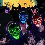 Skull Mask Scary Halloween Mask for Halloween Light Up Skull Mask Festival Party with 3 Flash Modes Green - Glow-Paradise