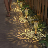 Gardencave 6 Pack Solar Lights Outdoor Garden Decorative Solar Garden Lights with Warm Light Waterproof Solar Pathway Landscape Lights for Path Patio Backyard Walkway Yard Garden Decor (Gold, 6Pcs) - Glow-Paradise