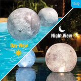 TIALLY Full Moon Floating Pool Lights Solar Powered - 14" Inflatable Solar Pool Lights That Float - Waterproof Light up Pool Floats for Pool Party Decorations - Pool Gifts for Pool Owners (2 Pack) - Glow-Paradise
