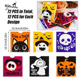LOKIPA Halloween Drawstring Treat Bags for Kids, 72 Pcs Small Plastic Candy Goody for Kids Trick or Treat Halloween Party Favors - Glow-Paradise