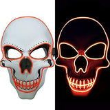 Halloween Mask LED Light up Costumes Scary Mask for Party Supplies Favor (Orange) - Glow-Paradise