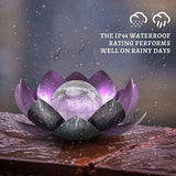 Solar Light Outdoor , Metal Glass Decorative Waterproof Garden Light LED Solar Flower Lights for Patio , Lawn,Walkway,Tabletop,Ground (Purple) - Glow-Paradise