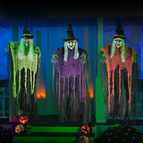 JOYIN 3 Pack 35.3" Hanging Witch with Bendable Arms, Halloween Indoor and Outdoor Decorations - Glow-Paradise
