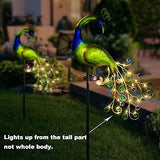 Solar Garden Lights Metal Peacock Garden Decor Waterproof Peacock Solar Stake Lights for Outdoor Patio Yard Decorations - Glow-Paradise