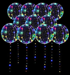LED Balloons 10 Pack, Light Up Balloons 20 Inches Clear Helium Bobo Balloons, Glow Bubble Balloons with String Lights for Valentines Day Halloween Christmas Wedding Birthday Party Decoration - Glow-Paradise