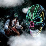 ILEBYGO LED Halloween Mask Light Up Scary Mask Purge Mask with EL Wire 3 Flashing-Modes for Halloween Festival, Party, Cos Play (5 Colors) - Glow-Paradise