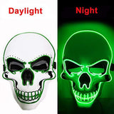 Halloween Mask LED Light up Costumes Scary Mask for Party Supplies Favor (Green skull) - Glow-Paradise