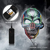 ILEBYGO LED Halloween Mask Light Up Scary Mask Purge Mask with EL Wire 3 Flashing-Modes for Halloween Festival, Party, Cos Play (5 Colors) - Glow-Paradise