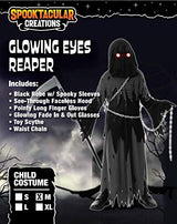 Child Unisex Glowing Eyes Reaper Costume for Creepy Phantom Halloween Costume (Medium (8-10 yr)) - Glow-Paradise