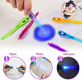 24 Pack Invisible Ink Pen with UV Black Light Secret Spy Pens Magic Disappearing Ink Markers School Supplies Kids Party Favors Halloween Birthday Gift for Boys Girls Goodie Bags Stuffer (2 Style) - Glow-Paradise