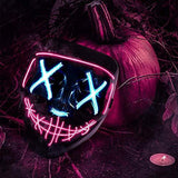Depointer Halloween Scary Mask Cosplay Led Costume Mask EL Wire Light up Halloween Festival Party(Blue&Pink) - Glow-Paradise