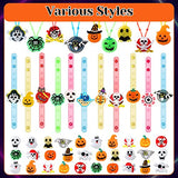 60 Pcs Halloween Party Favors Bulk LED Halloween Toys with Glow Necklaces Light up Bracelets LED Rings for Halloween Party Decorations Glow in The Dark Party Supplies Holiday Games Gift Bag Fillers - Glow-Paradise