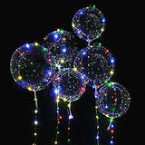 LED Light Up Bobo Baloons 10 Packs, 20 Inches Clear Helium Transparent Balloons 15 pcs, Glow in The Dark Ballons for Christmas Wedding Birthday Valentines Day Halloween Party Decoration - Glow-Paradise