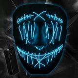 ILEBYGO Halloween Light Up Mask LED Purge Mask Scary Mask with EL Wire 3 Flashing-Modes for Halloween Festival, Party, Cos Play (Blue) - Glow-Paradise