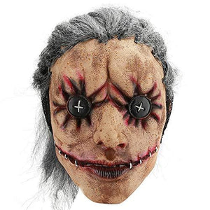 Hautton Halloween Mask, Men's Creepy Scary Horrific Mask Funny Clown Latex Mask for Halloween Costume Party Cosplay Props -Button Eyes - Glow-Paradise