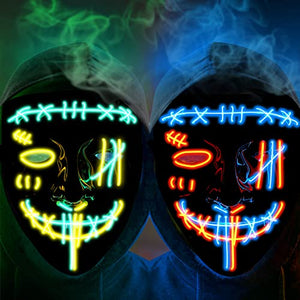 2PACK Halloween Purge Masks Halloween Scary Mask Led Light Up Masks for Festival Cosplay. - Glow-Paradise