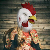 Molezu Rooster Mask,Halloween Novelty Costume Party Latex Animal head Mask Chicken Cock Cosplay Props,White (A) (A) - Glow-Paradise