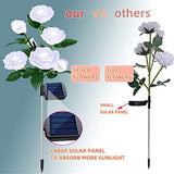 Solar Outdoor Lights 7 Rose Flowers Solar Garden Lights Garden Stake Lights Path Decorative Rose Lights for Patio Yard Pathway Landscape Enlarged Solar Panel (White) - Glow-Paradise