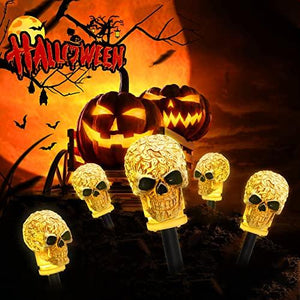 Halloween Decorations Outdoor Lighted Skeleton Skull Halloween, Waterproof & Battery Operated Halloween Garden Yard Pathway for Indoor Outdoor Halloween Décor - Glow-Paradise