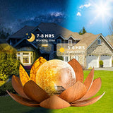 AIINY Solar Light Outdoor(2Pack), Art Crackle Globe Glass Lotus Decoration, Solar LED Waterproof Metal Flower Lights for Patio,Lawn,Walkway,Tabletop - Glow-Paradise