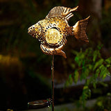 Solar Garden Decoration Outdoor Lights, Metal Fish Stakes LED Lights for Patio, Garden, Yard, Walkway (Bronze) - Glow-Paradise