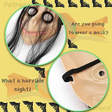 Fstrend Momo Mask Clown Costume White Scary Mask Halloween Cosplay Adults Sinister Face Mask Beige - Glow-Paradise