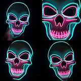 Halloween Scary Mask LED Light Up Mask for Halloween Festival Party with 3 Flash Modes Dual color(Blue Pink) - Glow-Paradise