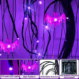 TURNMEON 24 Inch 32 LED Halloween Willow Tree Decorations with Timer DIY 8 Bats Purple Lights Battery Operated Artificial Black Spooky Tree Tabletop Indoor Home Party Holiday Halloween Decor - Glow-Paradise