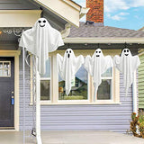 4 Pack Halloween Hanging Ghosts, 27.5" Cute Flying Ghost Decorations for Front Yard Patio Lawn Garden Party Décor and Holiday Decorations - Glow-Paradise