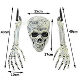 Scary Skull and Hands Skeleton, Realistic Skeleton Lawn Stakes Halloween Decorations Event Party Supplies, Halloween Graveyard Décor - Glow-Paradise