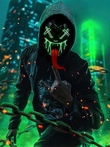 Halloween Scary LED Mask Light Up Mask for Women Men Festival Monster Cosplay Halloween Red Green Blue Neon Costume - Glow-Paradise