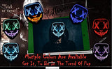 2 Packs Led Light Up Halloween Cosplay Face Mask, Glow Purge Neon Adults Scary Masked Women & Men Masquerade Party Costumes Accessories Blue & Red - Glow-Paradise