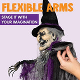JOYIN 3 Pack 35.3" Hanging Witch with Bendable Arms, Halloween Indoor and Outdoor Decorations - Glow-Paradise