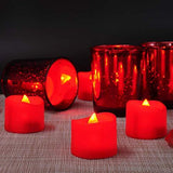 Homemory Flameless Candles, Pack of 24 Flickering LED Tea Light Candles Battery Operated, Red Tea Lights, Batteries Included - Glow-Paradise