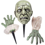 Prextex Halloween Zombie Face & Arms Lawn Stakes Groundbreaker Decoration - The Best Outdoor Graveyard Decoration for Halloween - Glow-Paradise