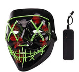 Depointer Halloween Scary Mask Cosplay Led Costume Mask EL Wire Light up Halloween Festival Party(Fluorescent Green) - Glow-Paradise