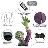 GOOSH 6 Feet High Halloween Inflatable Terror Green Zombies Raise Hands Blow Up Yard Decoration Clearance with LED Lights Built-in for Holiday/Party/Yard/Garden - Glow-Paradise