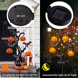 Brwoynn Solar Halloween Yard Decorations, Outdoor LED Solar Powered Pumpkin Tree Halloween Pathway Lights, Metal Garden Stakes Lawn Yard Ornament, Set of 2 - Glow-Paradise