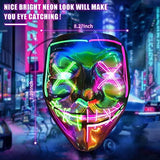 Halloween Purge Mask Light up - CHAOYU LED Scary Face Mask 2 Color Glow Mask with 3 Light Modes Masquerade Costume for Adults Kids Men Women(Green & Pink) - Glow-Paradise