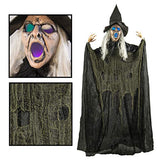 Creepy Looking 6 Feet Witch Halloween Decorations with Glowing Eyes - Glow-Paradise