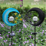 TOMBABY Solar Metal Star Moon Garden Lights -Crackle Glass Globe Outdoor Yard Stake for Lawn, Pathway, Patio or Courtyard - Glow-Paradise