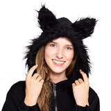 Woman’s Black Bat Zip Hoodie Halloween Costumes for Adults (Small) - Glow-Paradise