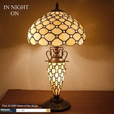 WERFACTORY Tiffany Style Table Lamp Cream Stained Glass Crystal Bead Lamp 12X12X22 Inches Mother-Daughter Vase Desk Reading Light Decor Bedroom Living Room Home Office (LED Bulb Included) S005 Series - Glow-Paradise