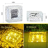 ROSHWEY Solar Ground Lights, 2 Packs Glass Solar Brick Lights with 8 LED Waterproof In-Ground Outdoor Landscape Lighting for Patio Pathway Lawn Yard Deck Driveway Walkway - Glow-Paradise