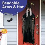 Creepy Looking 6 Feet Witch Halloween Decorations with Glowing Eyes - Glow-Paradise